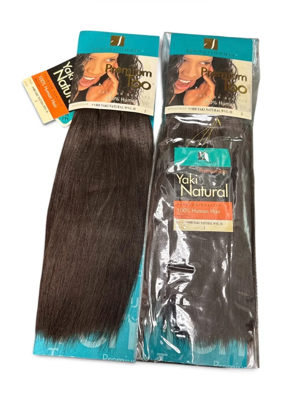 2 packs Premium 100%Yaki Natural Human Hair Weft - Dark Brown